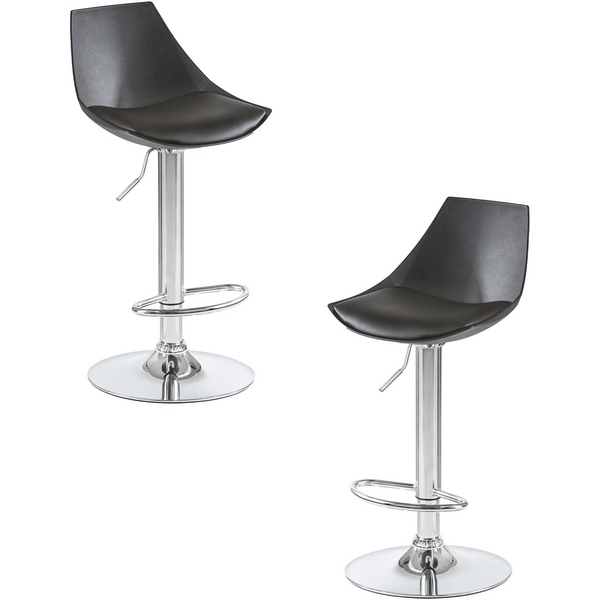 Изображение товара Набор из 2 барных стульев DOBRIN ROCKY с регулировкой и вращением чёрные