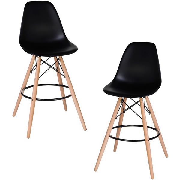 Набор 2 шт Стул барный DOBRIN DSW BAR (ножки светлый бук, цвет сиденья чёрный (B-03)) Dobrin