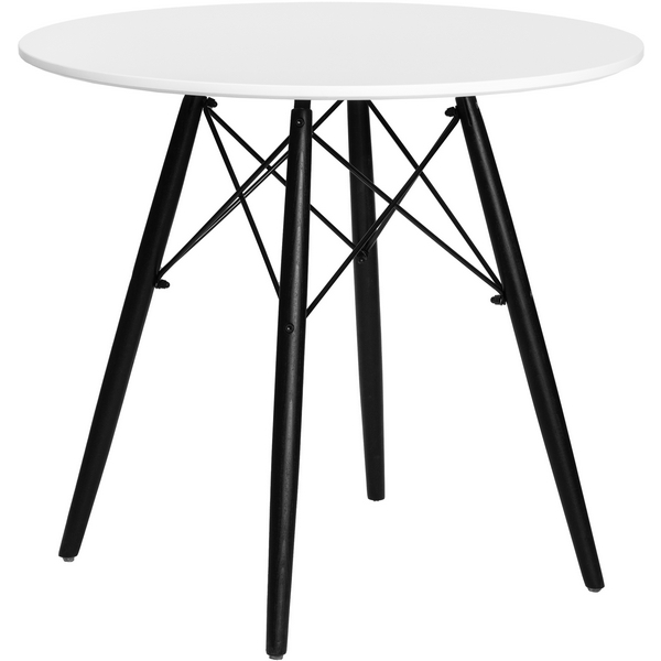 Стол обеденный CHELSEA`80 (столешница белая, основание черное) Dobrin 108_BlackBase-TD-LMZL BLACK BLACK, цвет столешницы белый, основания черный