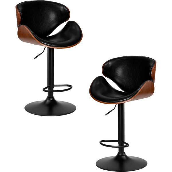 

Набор 2 шт Стул барный DOBRIN KARTER BLACK (коричневый орех дерево (BWW), черный PU) Dobrin, SET-2 4905_BlackBase-LMZ KARTER BLACK