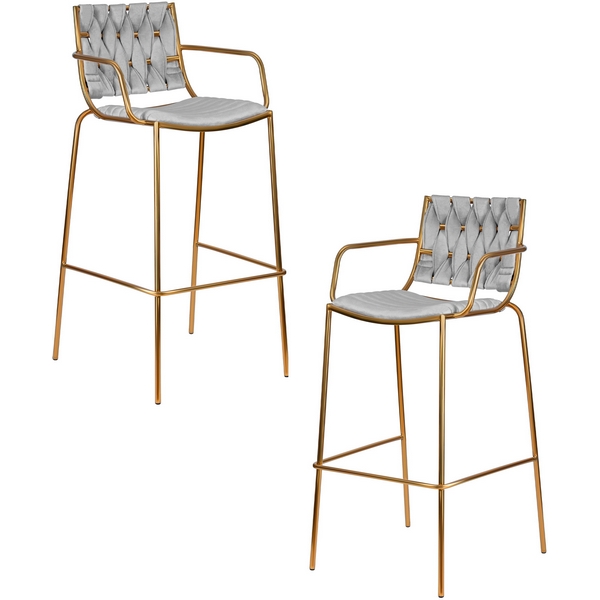 

Набор 2 шт Стул барный DOBRIN MILLER GOLD (cветло-серый велюр (135-37)) Dobrin, SET-2 1637_Gold-LMN MILLER GOLD