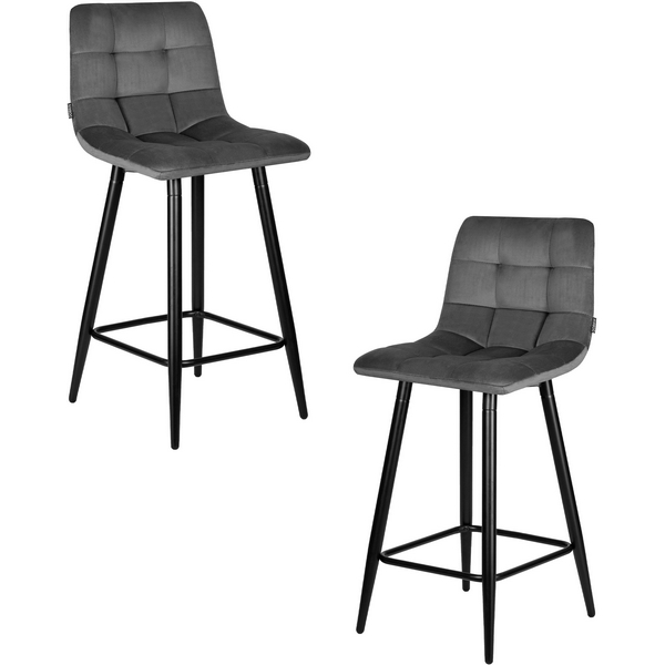 

Набор 2 шт Стул полубарный DOBRIN OLIVIA (черные матовые ножки, темно-серый велюр (108-91)) Dobrin, SET-2 8078-1-LML OLIVIA
