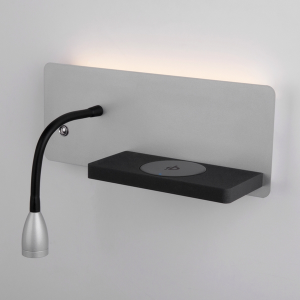 

Бра светодиодное для чтения с беспроводным ЗУ и выключателем MRL Elektrostandard Kofro LED 1112 серебро/чёрный, Kofro MRL LED 1112 серебро/чёрный