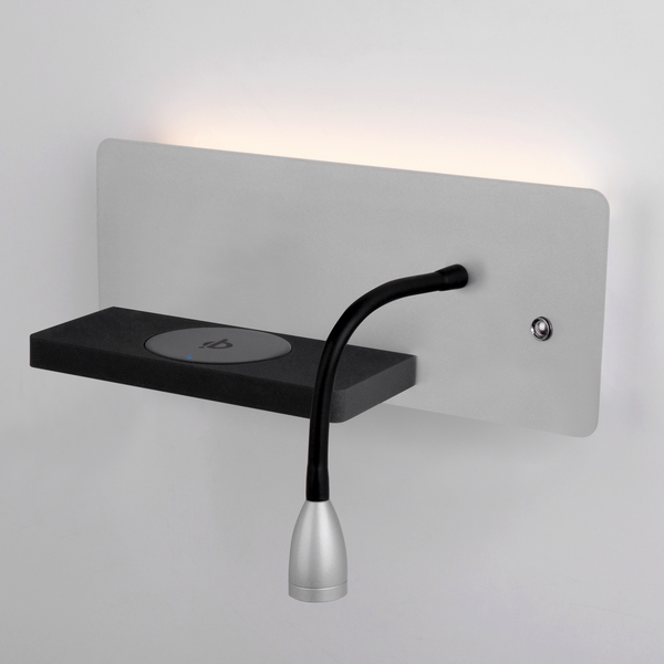 

Бра светодиодное для чтения с беспроводным ЗУ и выключателем MRL Elektrostandard Kofro LED 1112 серебро/чёрный a053079, Kofro MRL LED 1112 серебро/чёрный