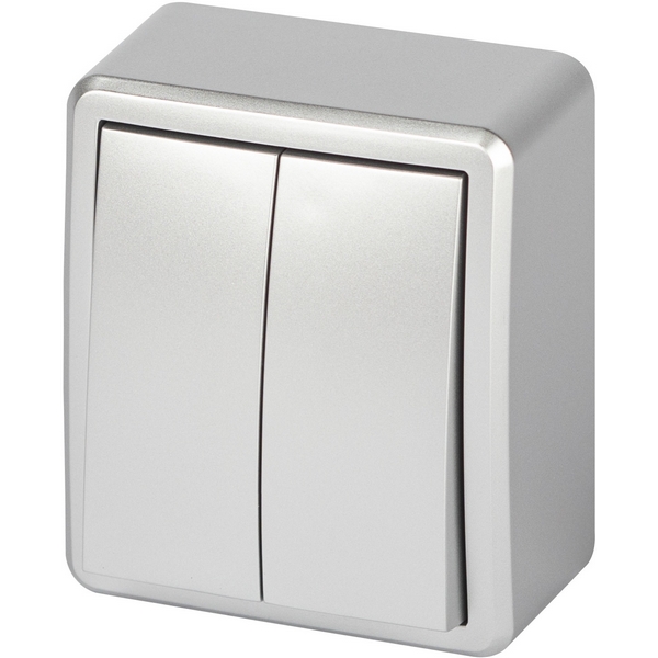 

Выключатель накладной двухклавишный (алюминий) ЭРА 11-1204-03, 11-1204-03