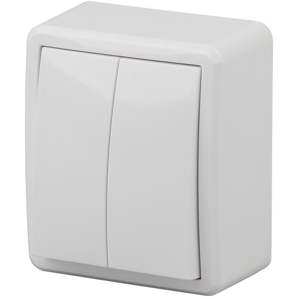 

Выключатель накладной двухклавишный с подсветкой (белый) ЭРА 11-1205-01, 11-1205-01