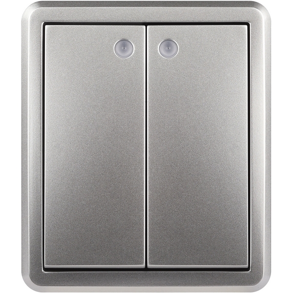 

Выключатель двухклавишный с подсветкой (алюминий) ЭРА 11-1205-03 11-1205-03, 11-1205-03 11-1205-03