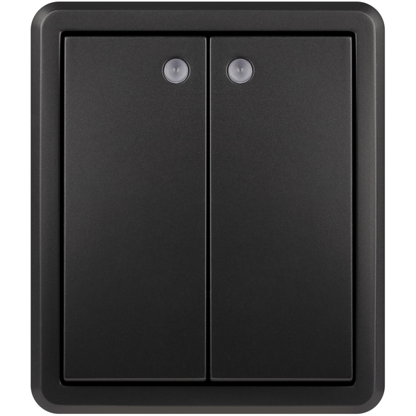 Изображение товара Двухклавишный выключатель с подсветкой ЭРА антрацит 11-1205-05