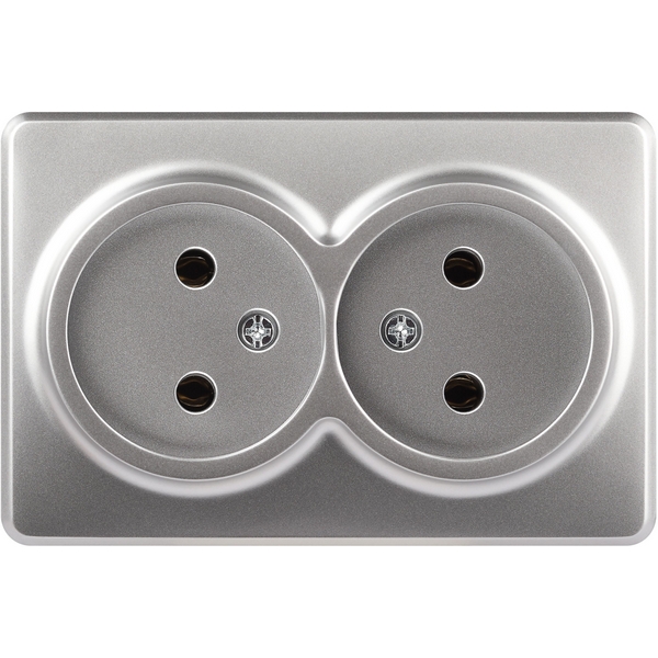 

Розетка накладная двойная без заземления (алюминий) ЭРА 11-2202-03, 11-2202-03