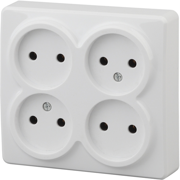 Изображение товара Розетка накладная четверная без заземления ЭРА 11-2210-01 белая