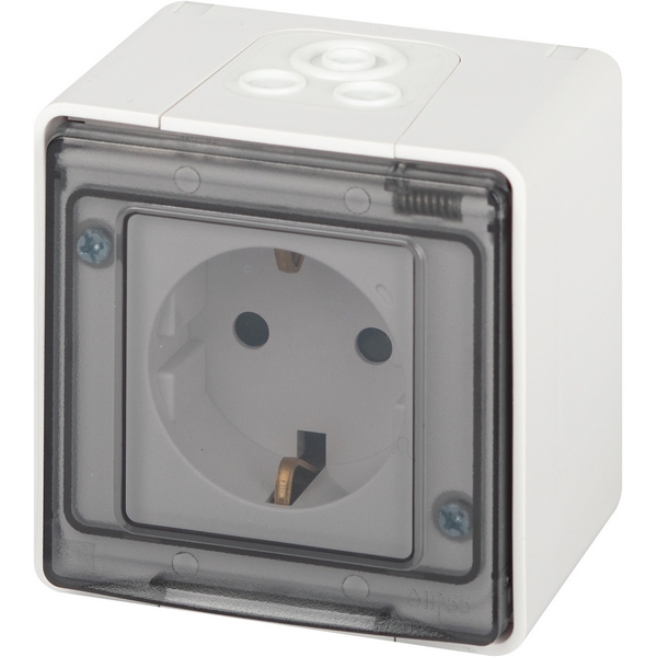 

Розетка накладная с заземлением, шторками и крышкой (белый) IP55 ЭРА 11-2502-01, 11-2502-01