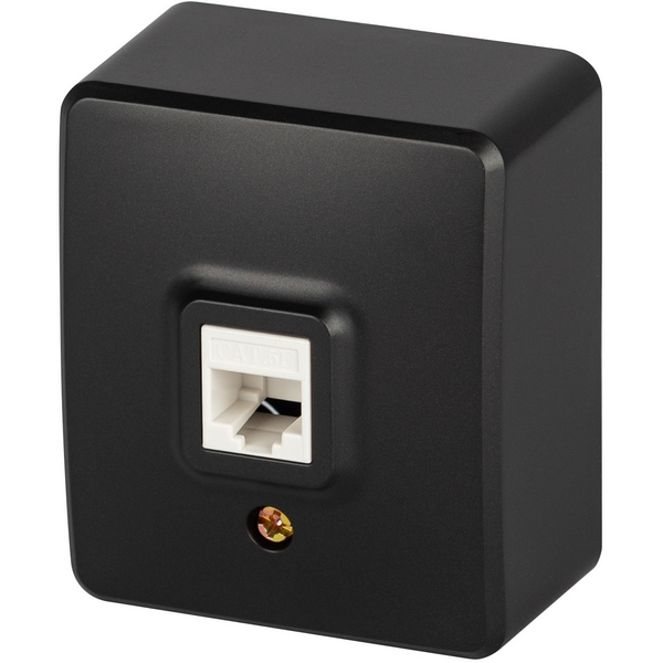 

Розетка накладная Ethernet RJ-45 (антрацит) ЭРА 11-3203-05, Черный, 11-3203-05