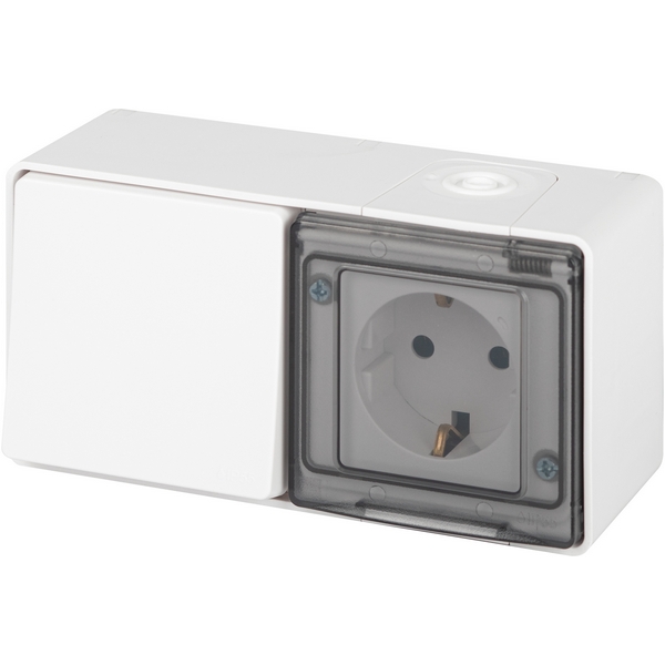 

Розетка накладная с защитной крышкой с одноклавишным выключателем (белый) IP55 ЭРА 11-7501-01, 11-7501-01