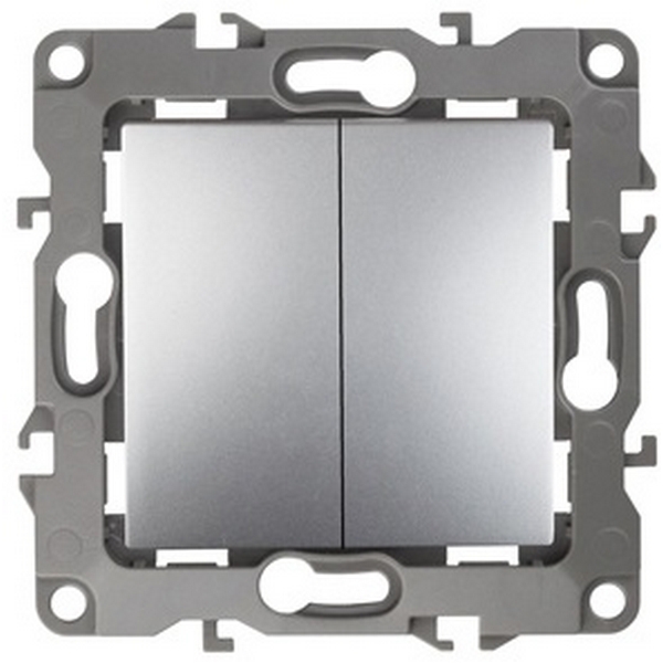 

Выключатель встраиваемый двухклавишный (алюминий) ЭРА 12-1004-03, 12-1004-03