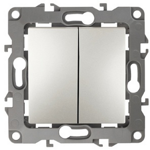 Изображение товара Выключатель двухклавишный ЭРА 12-1004-15 перламутровый встраиваемый для дома и офиса