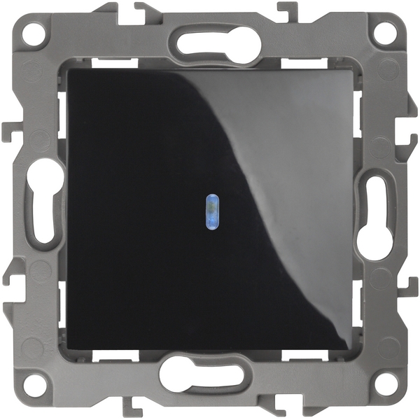 

Выключатель встраиваемый одноклавишный с подсветкой (черный) ЭРА 12-1102-06, 12-1102-06