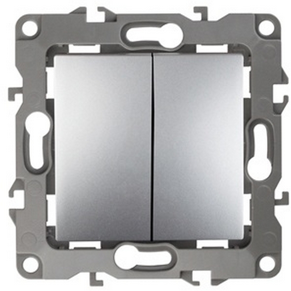 

Выключатель встраиваемый двухклавишный (алюминий) ЭРА 12-1104-03, 12-1104-03