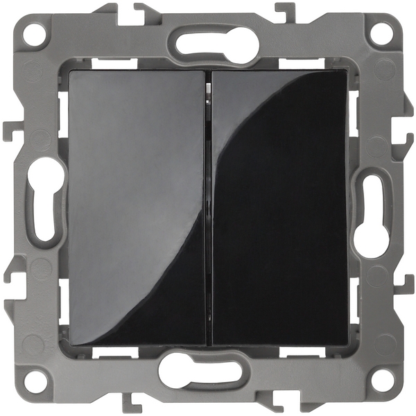 

Проходной переключатель двухклавишный встраиваемый (черный) ЭРА 12-1106-06, 12-1106-06