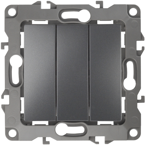 Изображение товара Выключатель встраиваемый трехклавишный графит ЭРА 12-1107-12