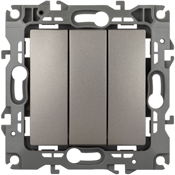 

Выключатель встраиваемый трехклавишный (титан) ЭРА 12-1107-16, Серый, 12-1107-16