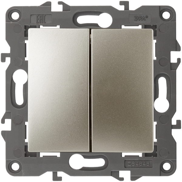 

Перекрестный переключатель двухклавишный встраиваемый (шампань) ЭРА 12-1112-04, 12-1112-04