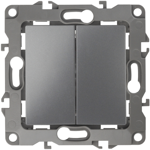 

Перекрестный переключатель двухклавишный встраиваемый (графит) ЭРА 12-1112-12, 12-1112-12