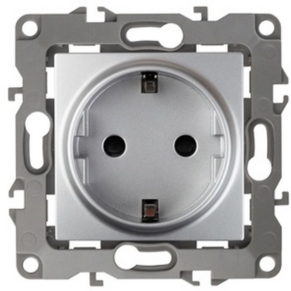 

Розетка встраиваемая с заземлением (алюминий) ЭРА 12-2001-03, 12-2001-03