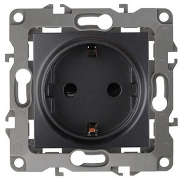 

Розетка встраиваемая с заземлением (антрацит) ЭРА 12-2001-05, Черный, 12-2001-05