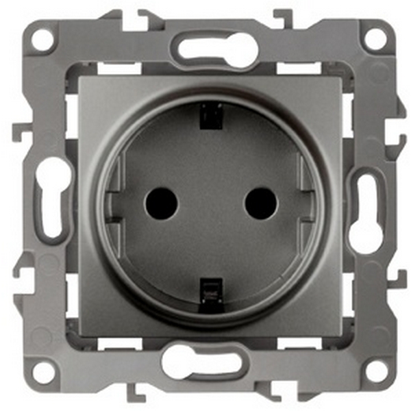 

Розетка встраиваемая с заземлением (графит) ЭРА 12-2001-12, 12-2001-12