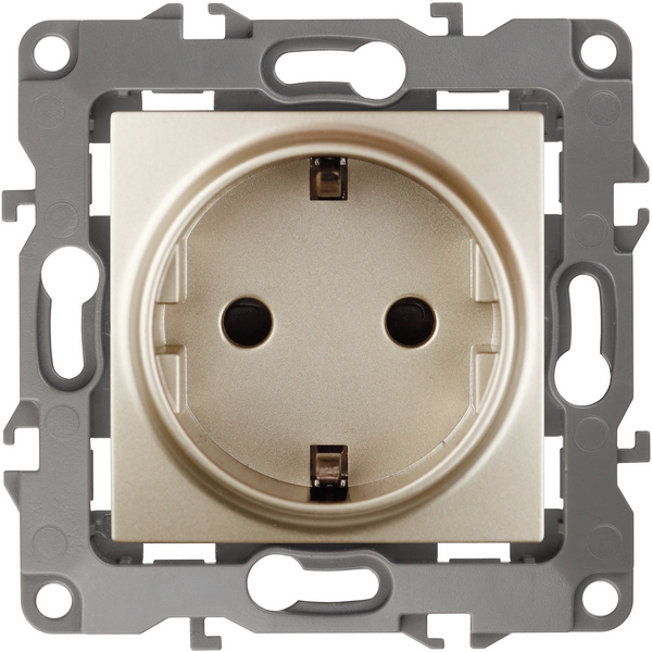 

Розетка встраиваемая с заземлением (шампань) ЭРА 12-2101-04, 12-2101-04