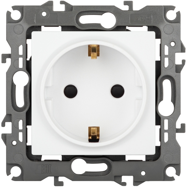 

Розетка встраиваемая с заземлением и шторками (белый матовый) ЭРА 12-2102-01М, 12-2102-01М