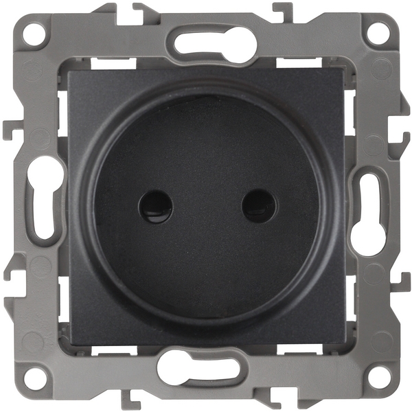 

Розетка встраиваемая без заземления (антрацит) ЭРА 12-2105-05, Черный, 12-2105-05