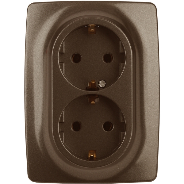 

Розетка встраиваемая двойная с заземлением (бронза) ЭРА 12-2106-13, 12-2106-13