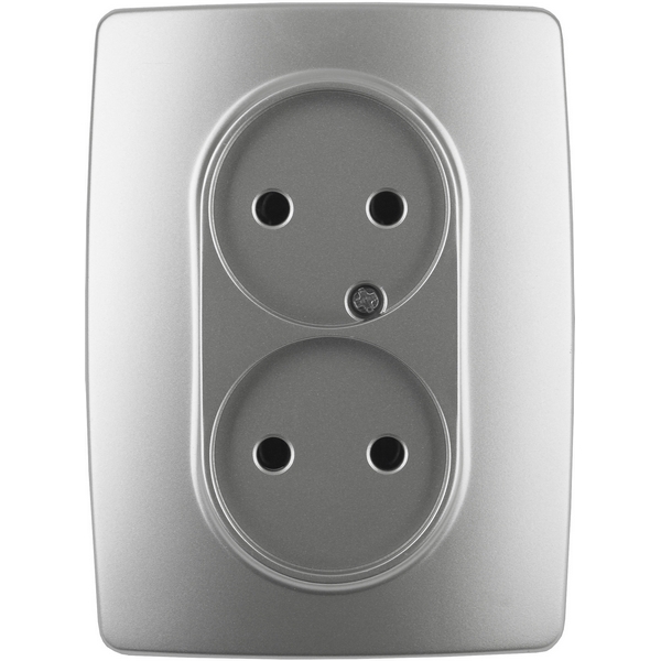 

Розетка встраиваемая двойная без заземления (алюминий) ЭРА 12-2107-03, 12-2107-03