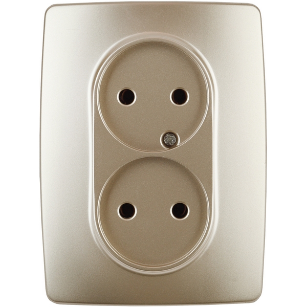 

Розетка встраиваемая двойная без заземления (шампань) ЭРА 12-2107-04, 12-2107-04