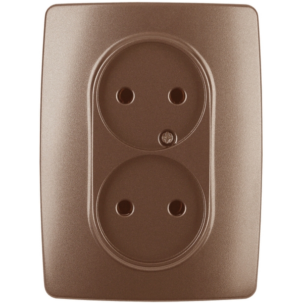 

Розетка встраиваемая двойная без заземления (медь) ЭРА 12-2107-14, 12-2107-14