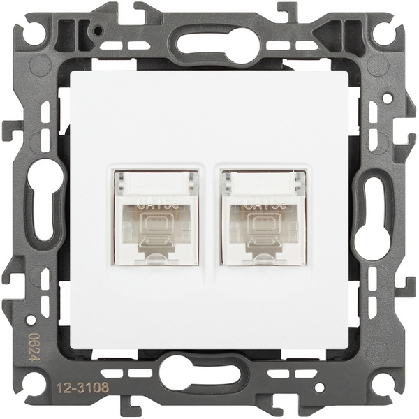 

Розетка двойная Ethernet RJ-45 (белый матовый) ЭРА 12-3108-01М, 12-3108-01М