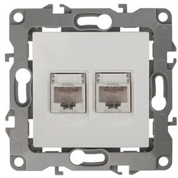 

Розетка двойная Ethernet RJ-45 (слоновая кость) ЭРА 12-3108-02, 12-3108-02