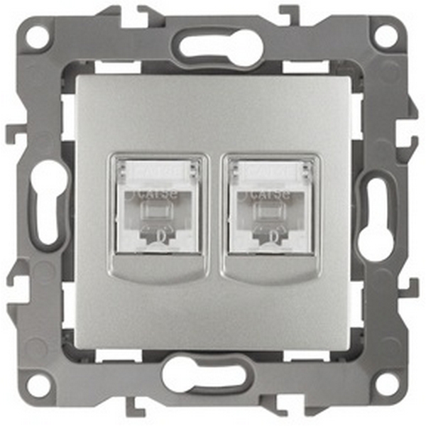 

Розетка встраиваемая двойная Ethernet RJ-45 (алюминий) ЭРА 12-3108-03, 12-3108-03
