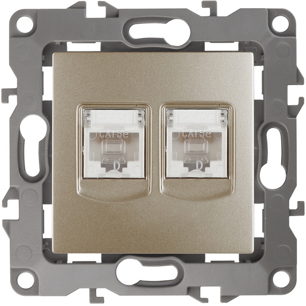 

Розетка двойная Ethernet RJ-45 (шампань) ЭРА 12-3108-04, 12-3108-04