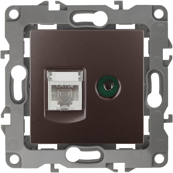 

ТВ-розетка встраиваемая и Ethernet RJ-45 (бронза) ЭРА 12-3110-13, 12-3110-13