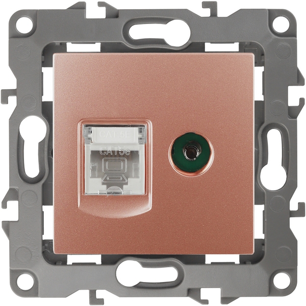 

ТВ-розетка встраиваемая и Ethernet RJ-45 (медь) ЭРА 12-3110-14, 12-3110-14