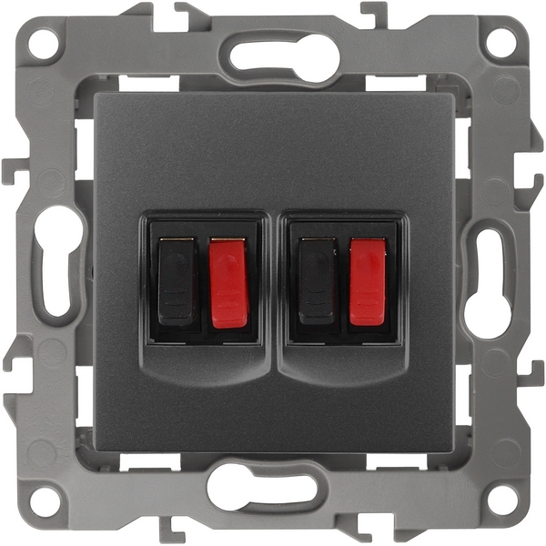 Изображение товара Акустическая двойная встраиваемая розетка графит ЭРА 12-3112-12