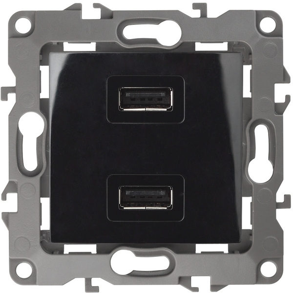 

Розетка встраиваемая USBх2 (черный) ЭРА 12-4110-06, 12-4110-06