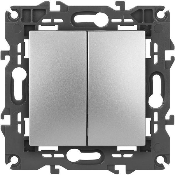 

Выключатель встраиваемый двухклавишный (алюминий) ЭРА 14-1104-03, 14-1104-03