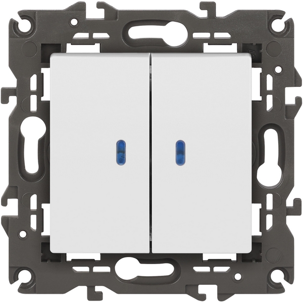 Изображение товара Выключатель встраиваемый двухклавишный с подсветкой ЭРА 14-1105-01 белый