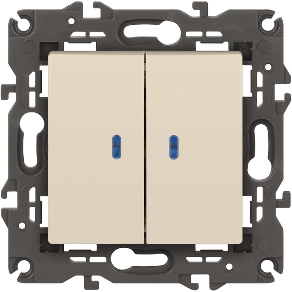 

Выключатель встраиваемый двухклавишный с подсветкой (слоновая кость) ЭРА 14-1105-02, 14-1105-02