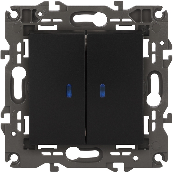 

Выключатель встраиваемый двухклавишный с подсветкой (антрацит) ЭРА 14-1105-05, Черный, 14-1105-05