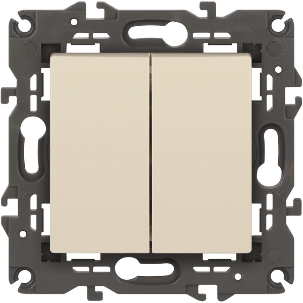 

Проходной переключатель двухклавишный встраиваемый (слоновая кость) ЭРА 14-1106-02, 14-1106-02