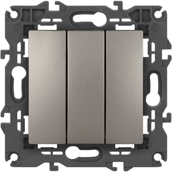 

Выключатель встраиваемый трехклавишный (титан) ЭРА 14-1107-16, Серый, 14-1107-16